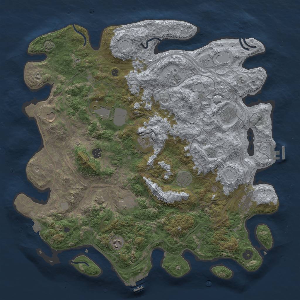 Rust Map: Procedural Map, Size: 4500, Seed: 1278973441, 19 Monuments