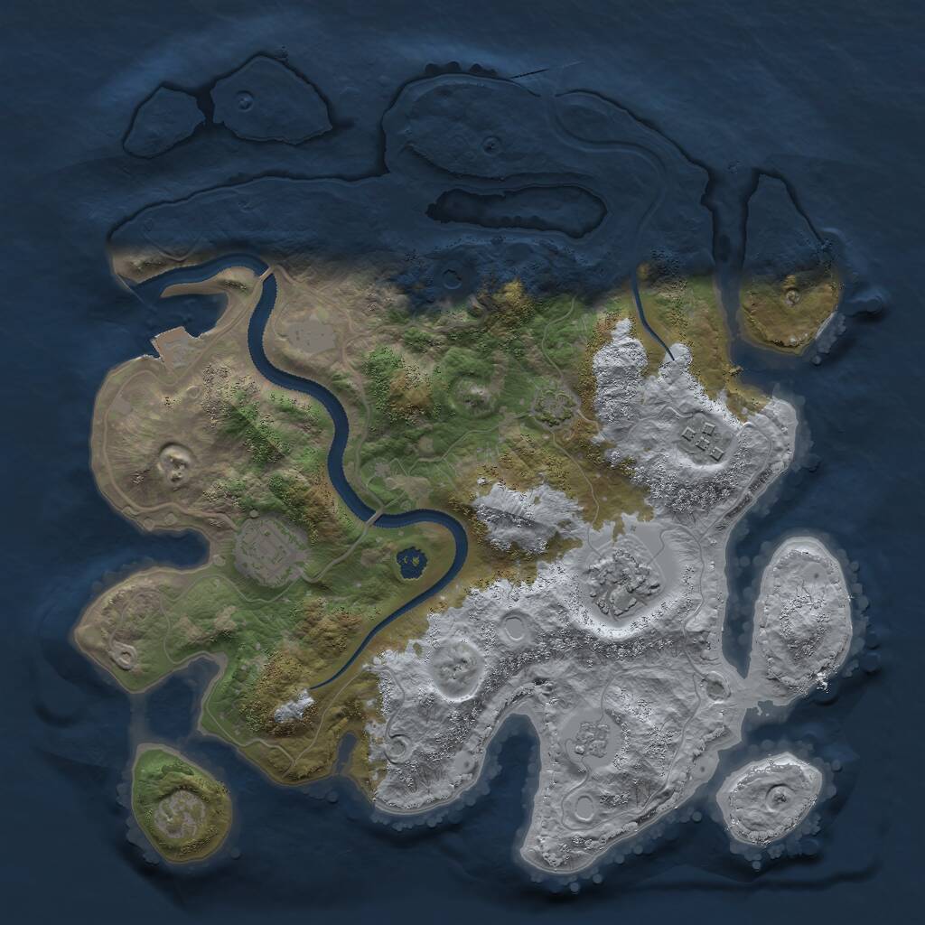Rust Map: Procedural Map, Size: 3000, Seed: 1345969657, 7 Monuments