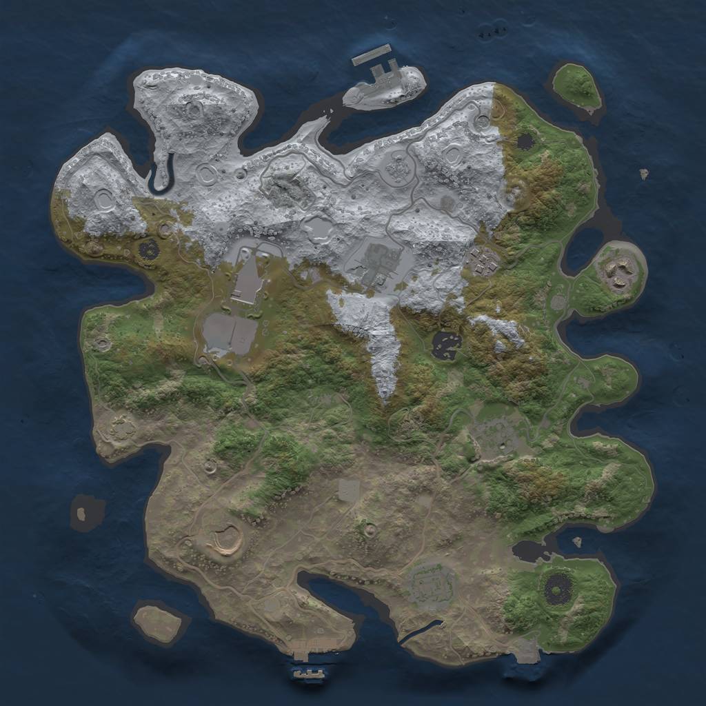 Rust Map: Procedural Map, Size: 3500, Seed: 134413250, 16 Monuments