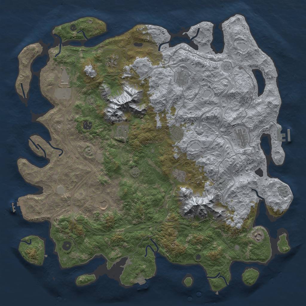 Rust Map: Procedural Map, Size: 5000, Seed: 864664042, 19 Monuments