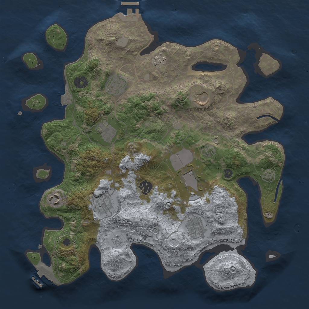 Rust Map: Procedural Map, Size: 3500, Seed: 2129702356, 17 Monuments