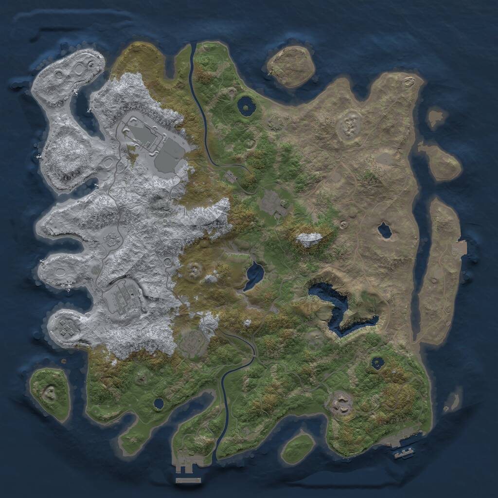 Rust Map: Procedural Map, Size: 4000, Seed: 357378976, 12 Monuments