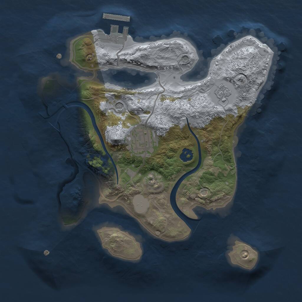 Rust Map: Procedural Map, Size: 2250, Seed: 40724, 5 Monuments