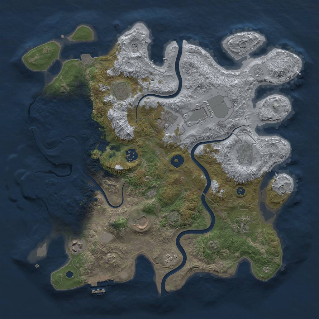 Rust Map: Procedural Map, Size: 3750, Seed: 102883939, 15 Monuments