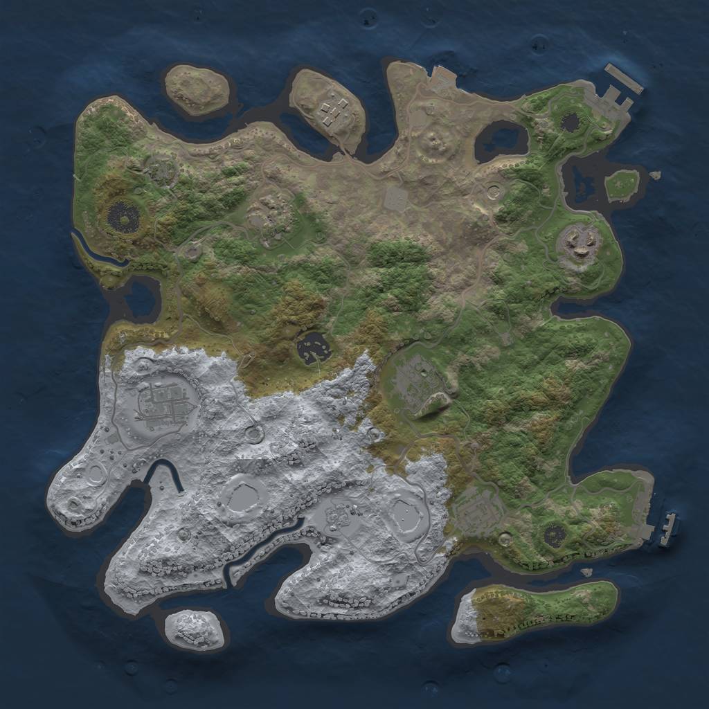 Rust Map: Procedural Map, Size: 3300, Seed: 2174369, 15 Monuments