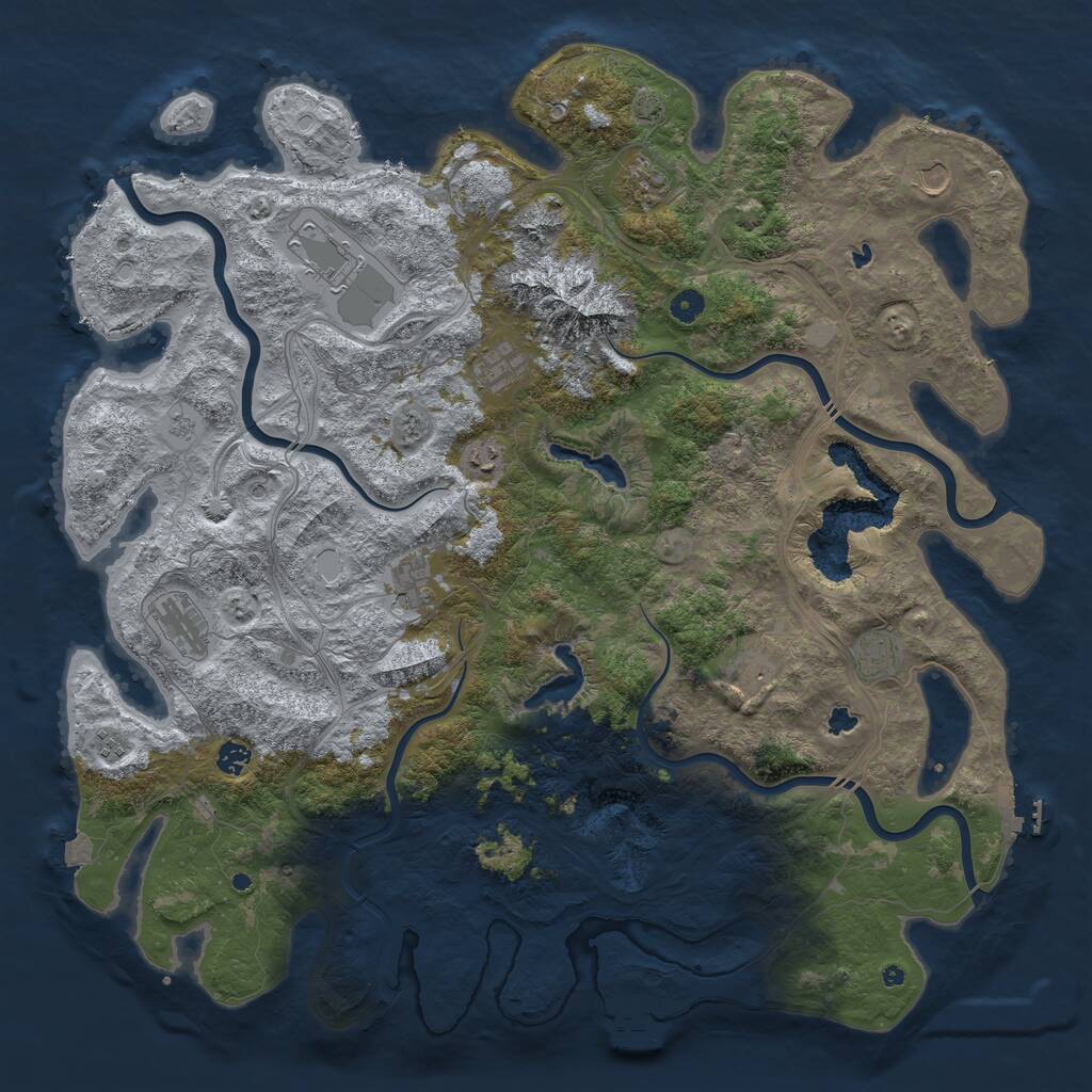 Rust Map: Procedural Map, Size: 5000, Seed: 1945386122, 17 Monuments