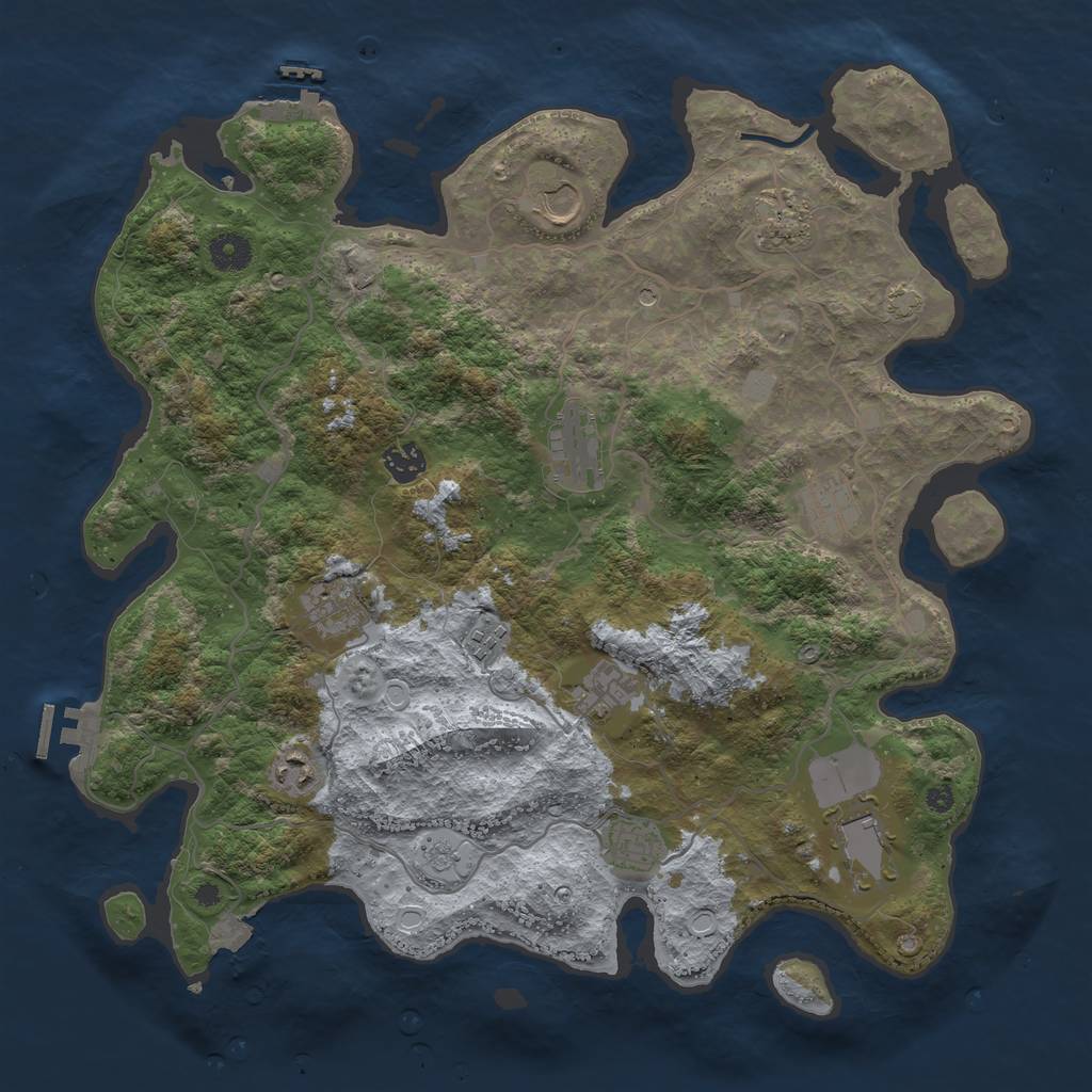 Rust Map: Procedural Map, Size: 4000, Seed: 81106100, 19 Monuments