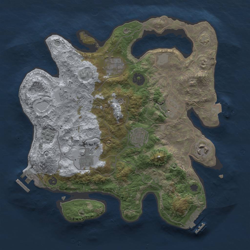 Rust Map: Procedural Map, Size: 3000, Seed: 2023171764, 14 Monuments