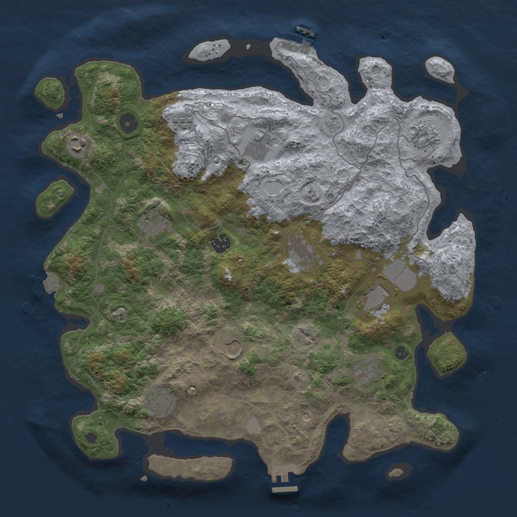 Rust Map: Procedural Map, Size: 4096, Seed: 28, 19 Monuments