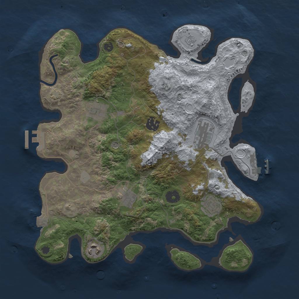 Rust Map: Procedural Map, Size: 3300, Seed: 400557546, 14 Monuments