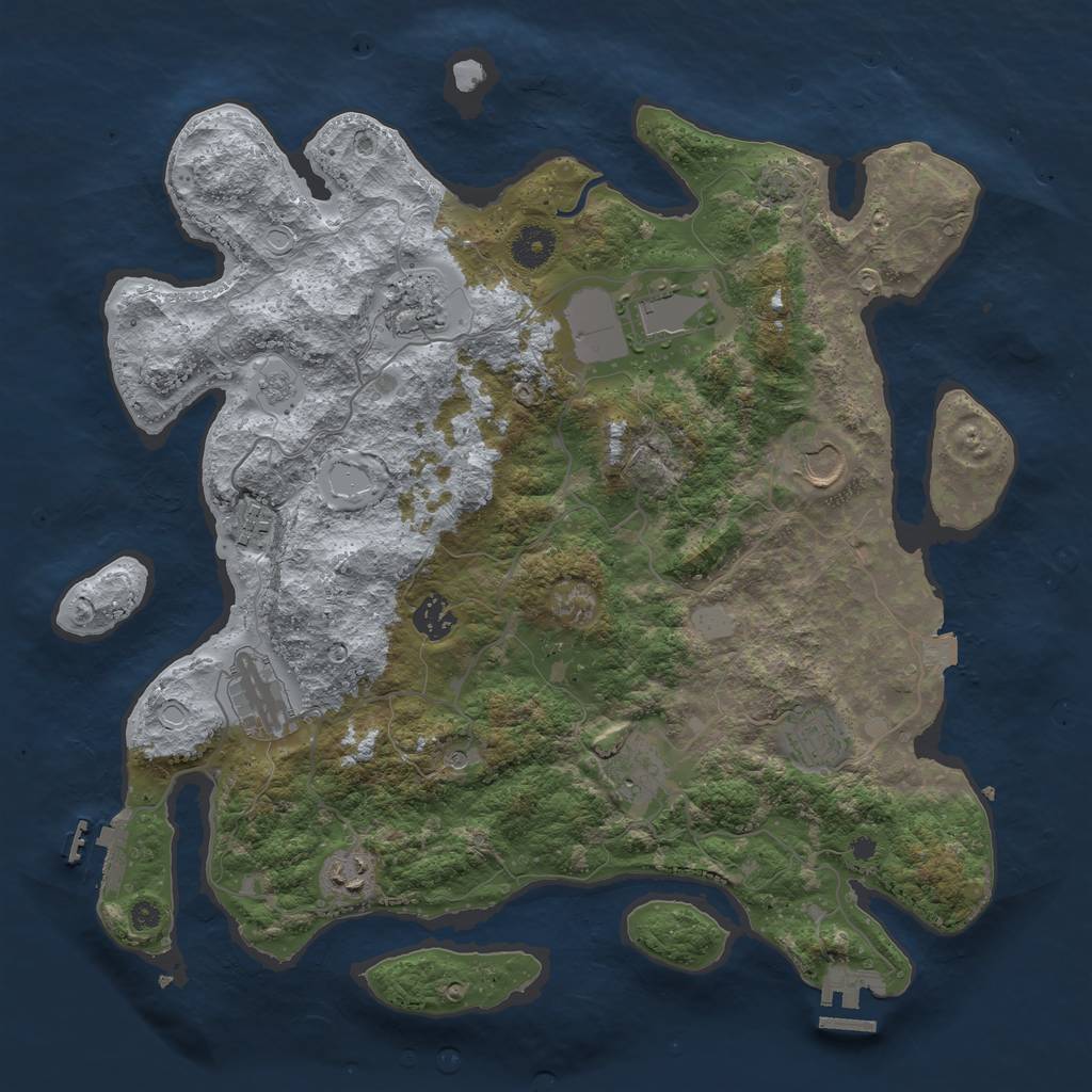 Rust Map: Procedural Map, Size: 3850, Seed: 521926010, 17 Monuments