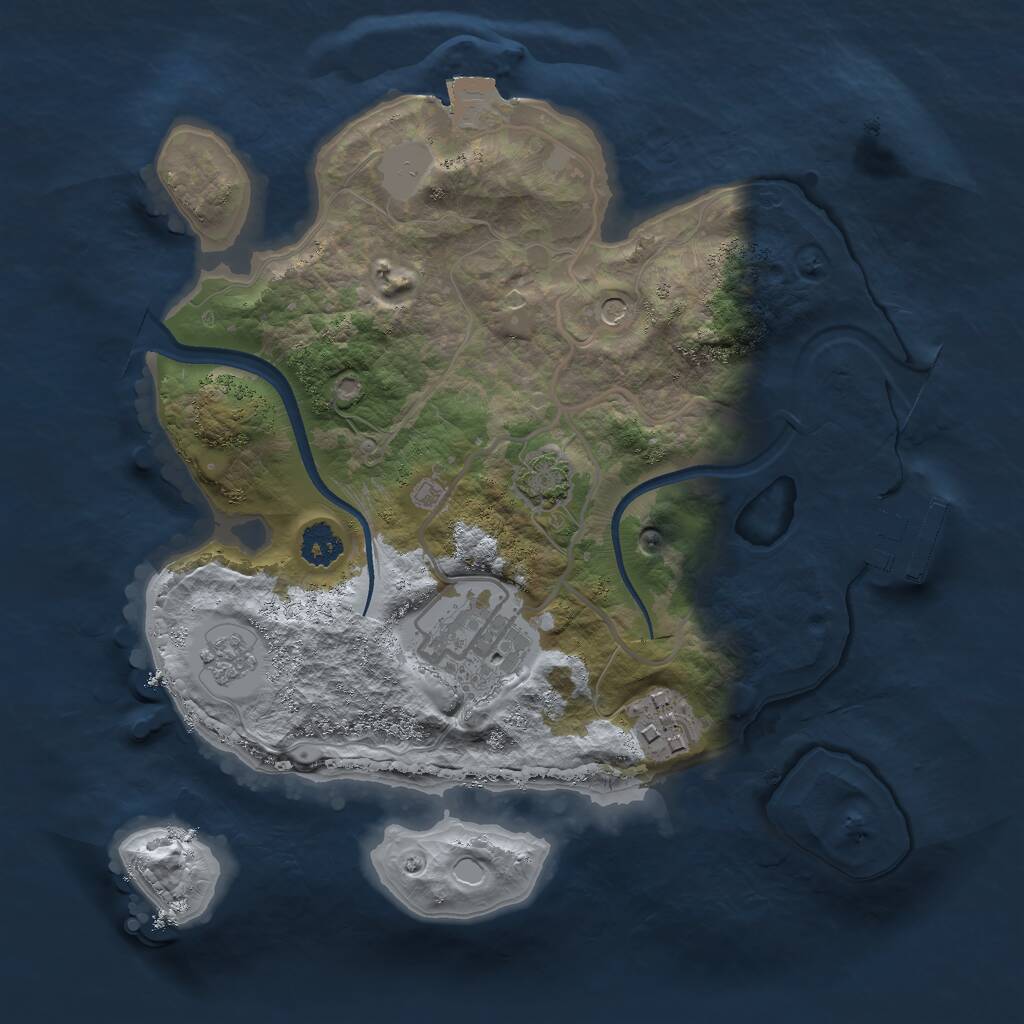 Rust Map: Procedural Map, Size: 2446, Seed: 500, 7 Monuments