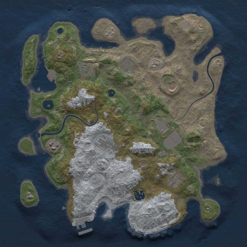 Rust Map: Procedural Map, Size: 3500, Seed: 1354745141, 14 Monuments