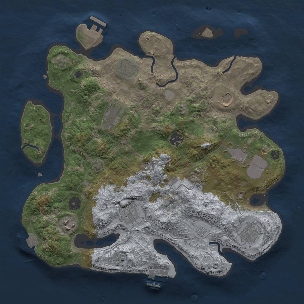 Rust Map: Procedural Map, Size: 3500, Seed: 980622203, 18 Monuments