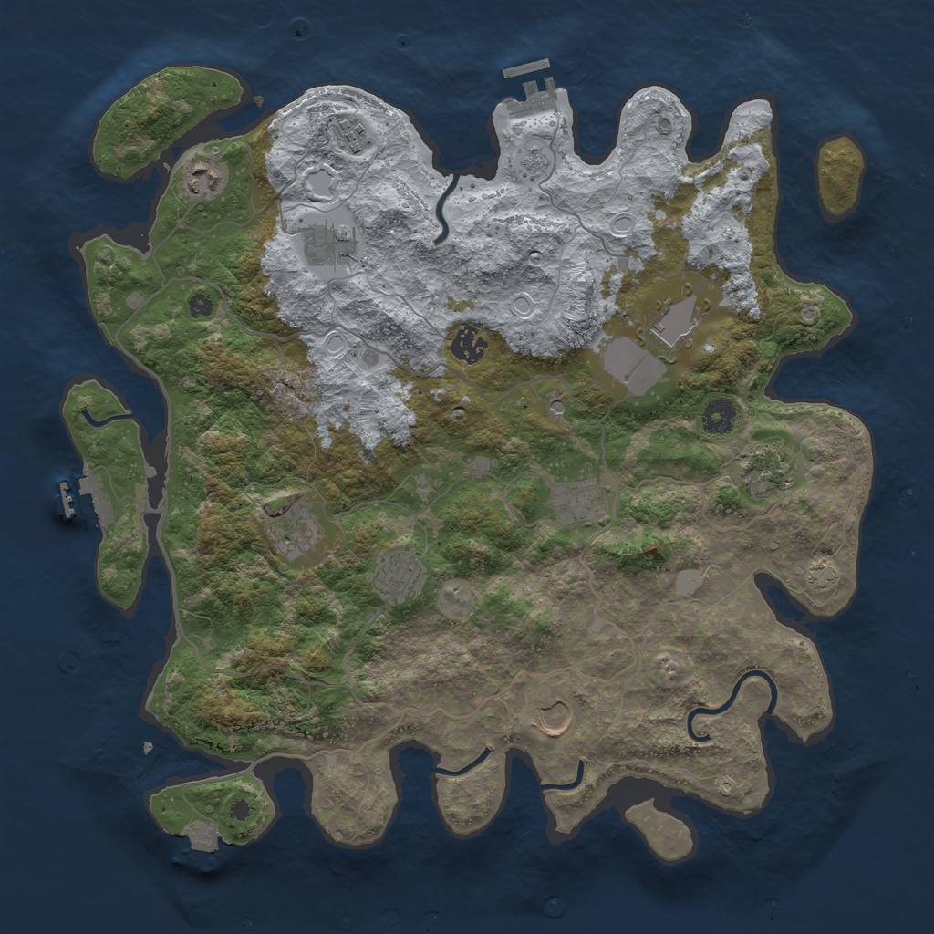 Rust Map: Procedural Map, Size: 4000, Seed: 1030001042, 18 Monuments