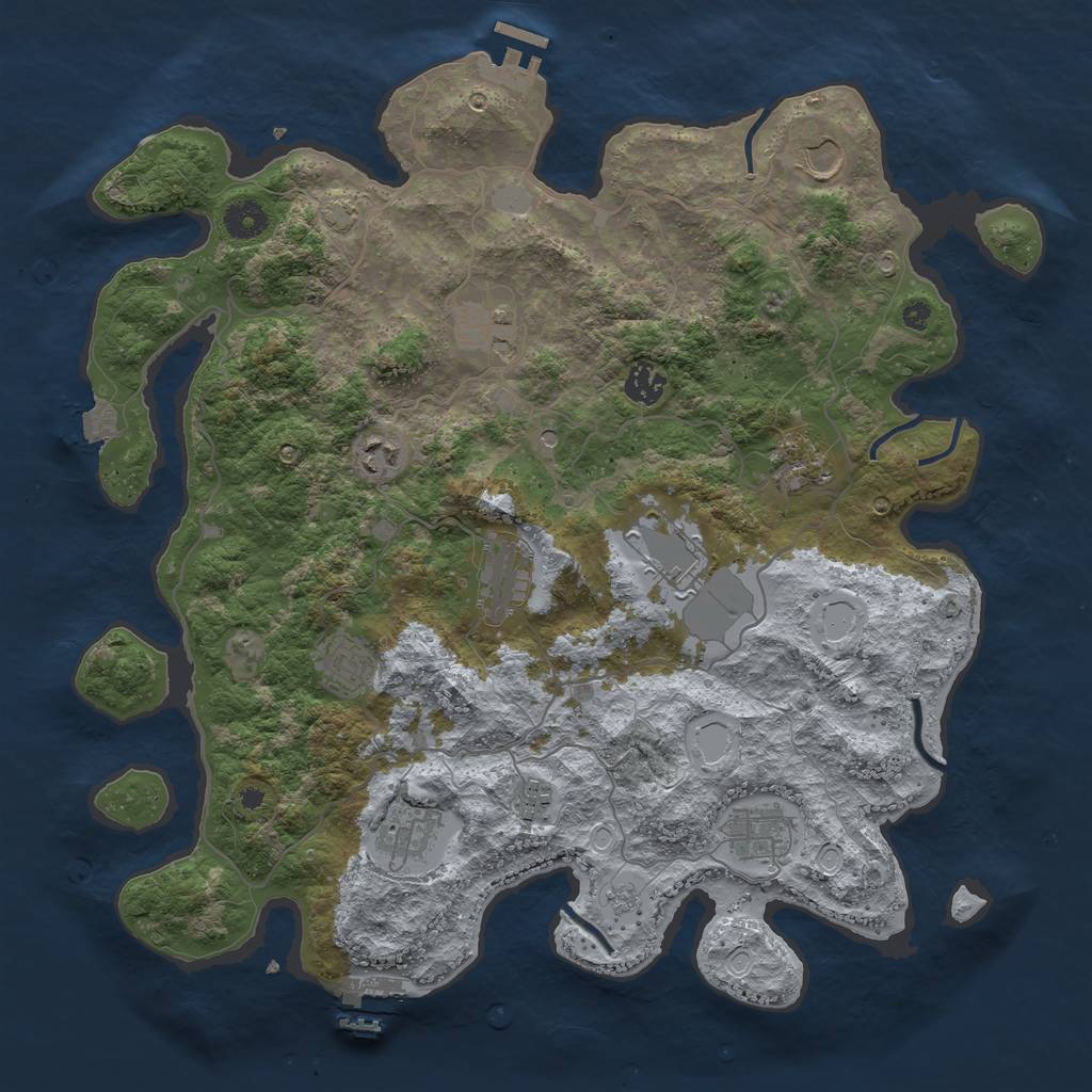 Rust Map: Procedural Map, Size: 4000, Seed: 1915610311, 19 Monuments