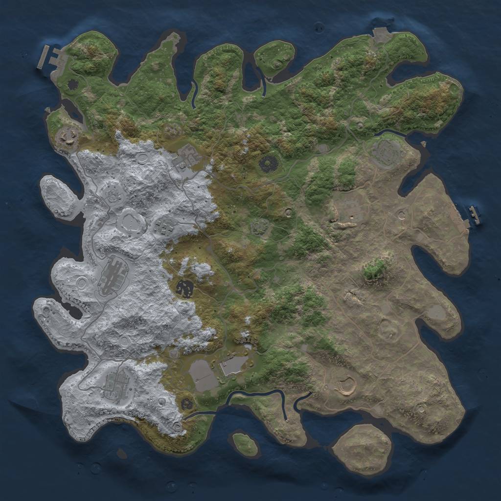 Rust Map: Procedural Map, Size: 4100, Seed: 14542, 18 Monuments