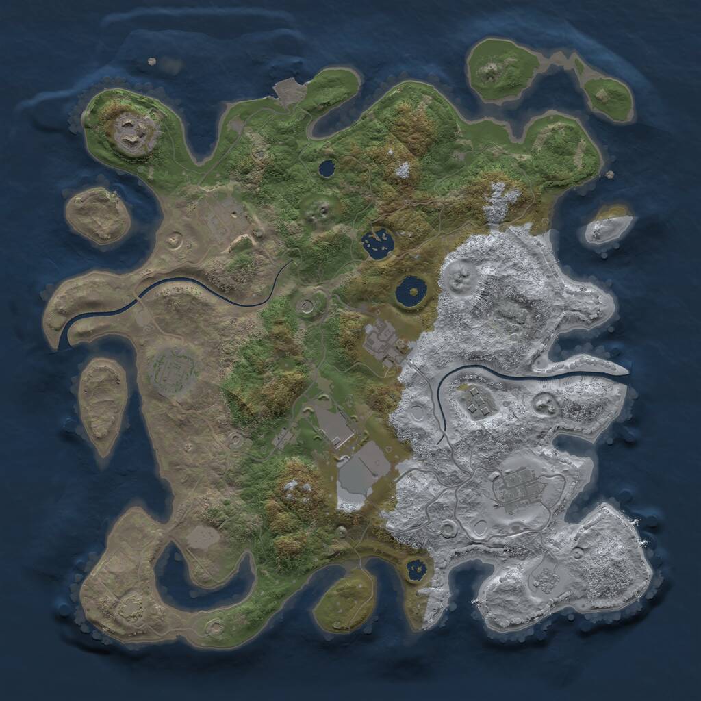 Rust Map: Procedural Map, Size: 3500, Seed: 2001798099, 12 Monuments