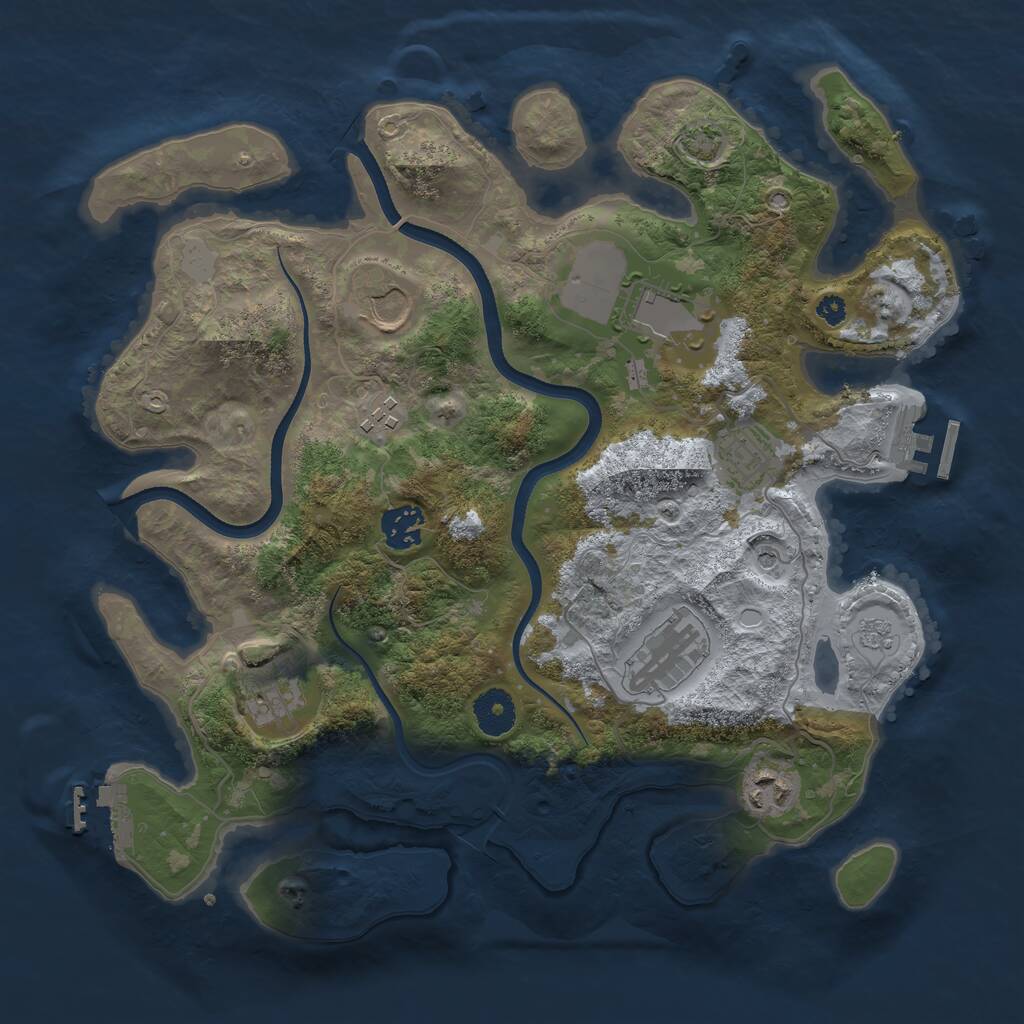 Rust Map: Procedural Map, Size: 3500, Seed: 81201701, 14 Monuments