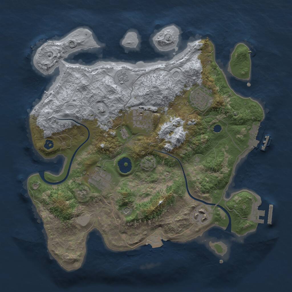 Rust Map: Procedural Map, Size: 3000, Seed: 305697423, 10 Monuments