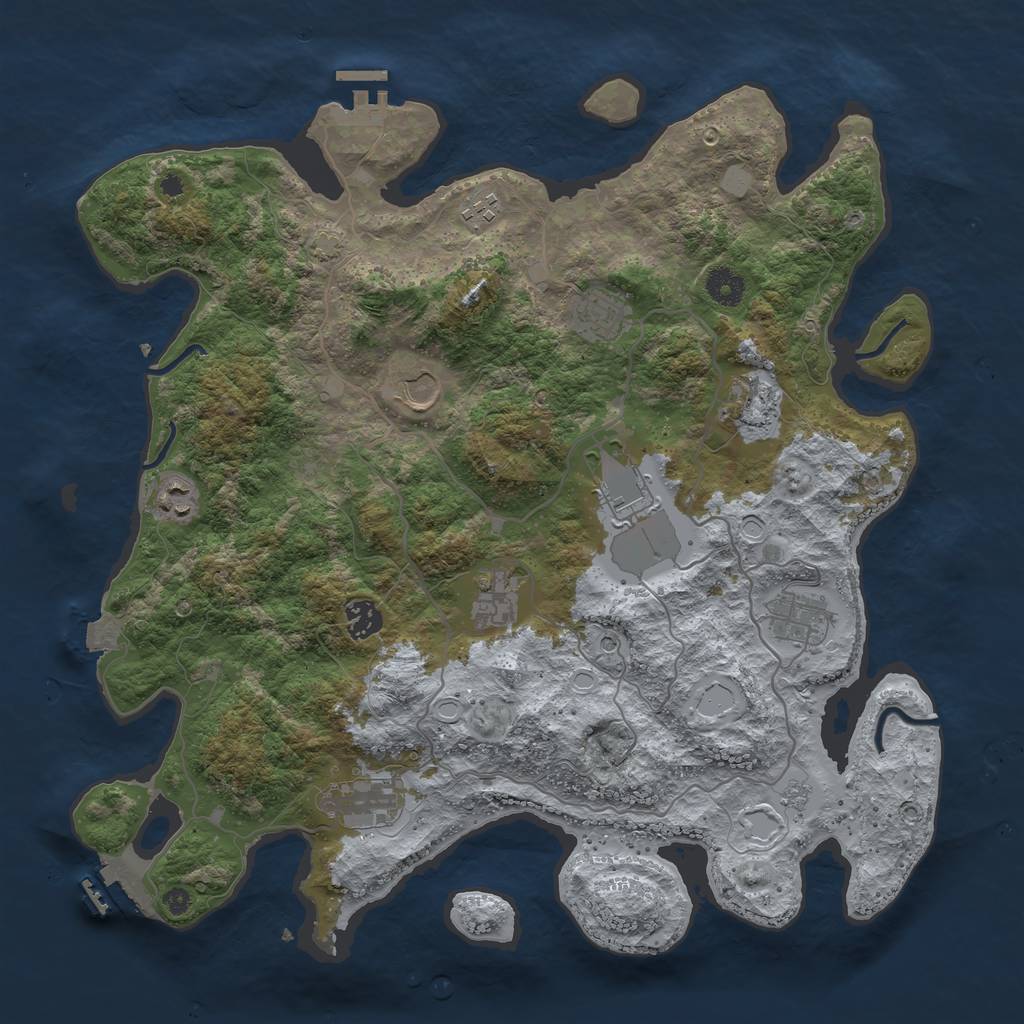 Rust Map: Procedural Map, Size: 4000, Seed: 1021493004, 18 Monuments