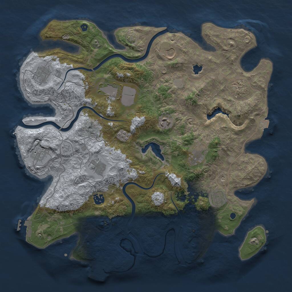 Rust Map: Procedural Map, Size: 4000, Seed: 342423, 17 Monuments