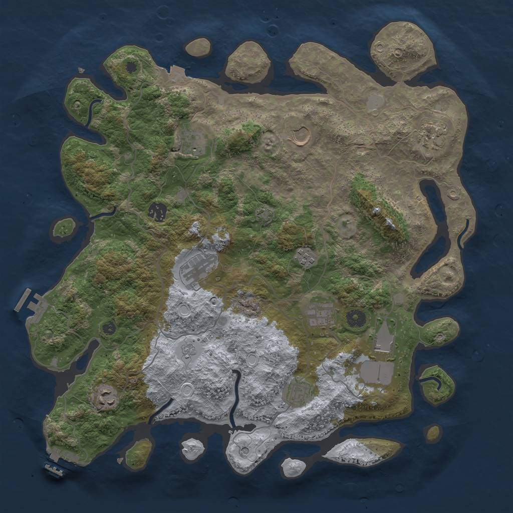 Rust Map: Procedural Map, Size: 4000, Seed: 1129457361, 18 Monuments