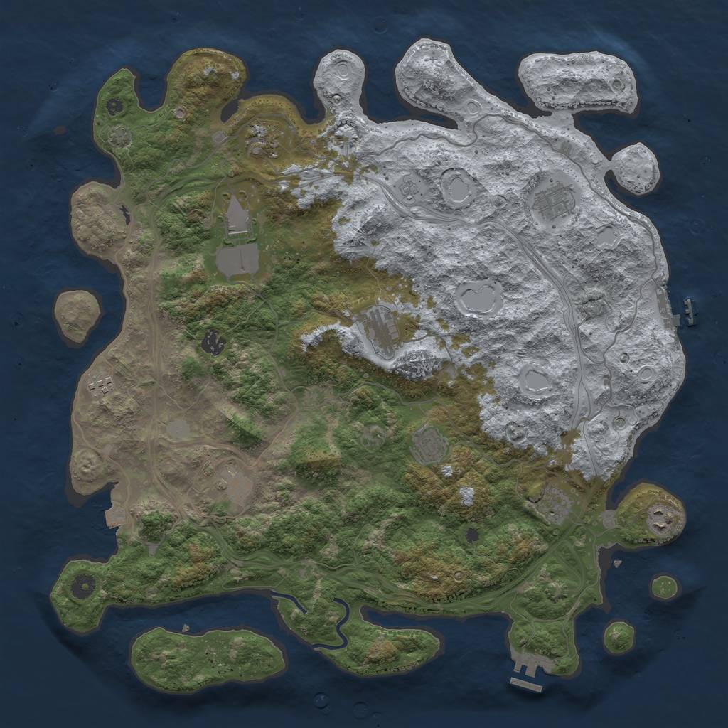 Rust Map: Procedural Map, Size: 4500, Seed: 318401244, 18 Monuments