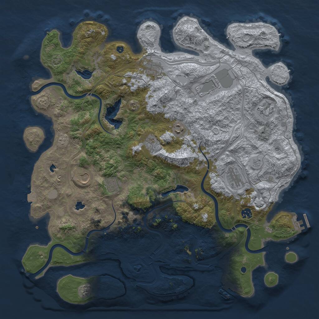 Rust Map: Procedural Map, Size: 4500, Seed: 318401244, 16 Monuments