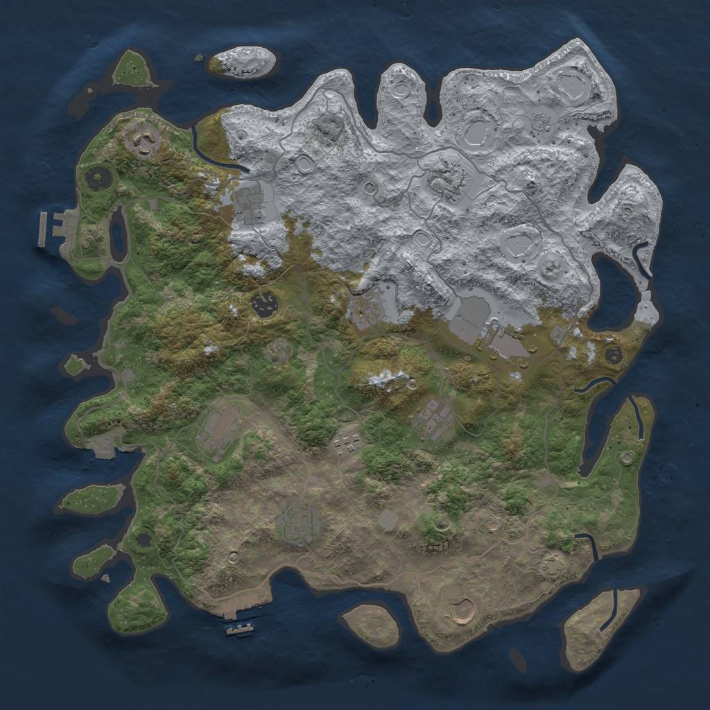 Rust Map: Procedural Map, Size: 4096, Seed: 32438, 19 Monuments