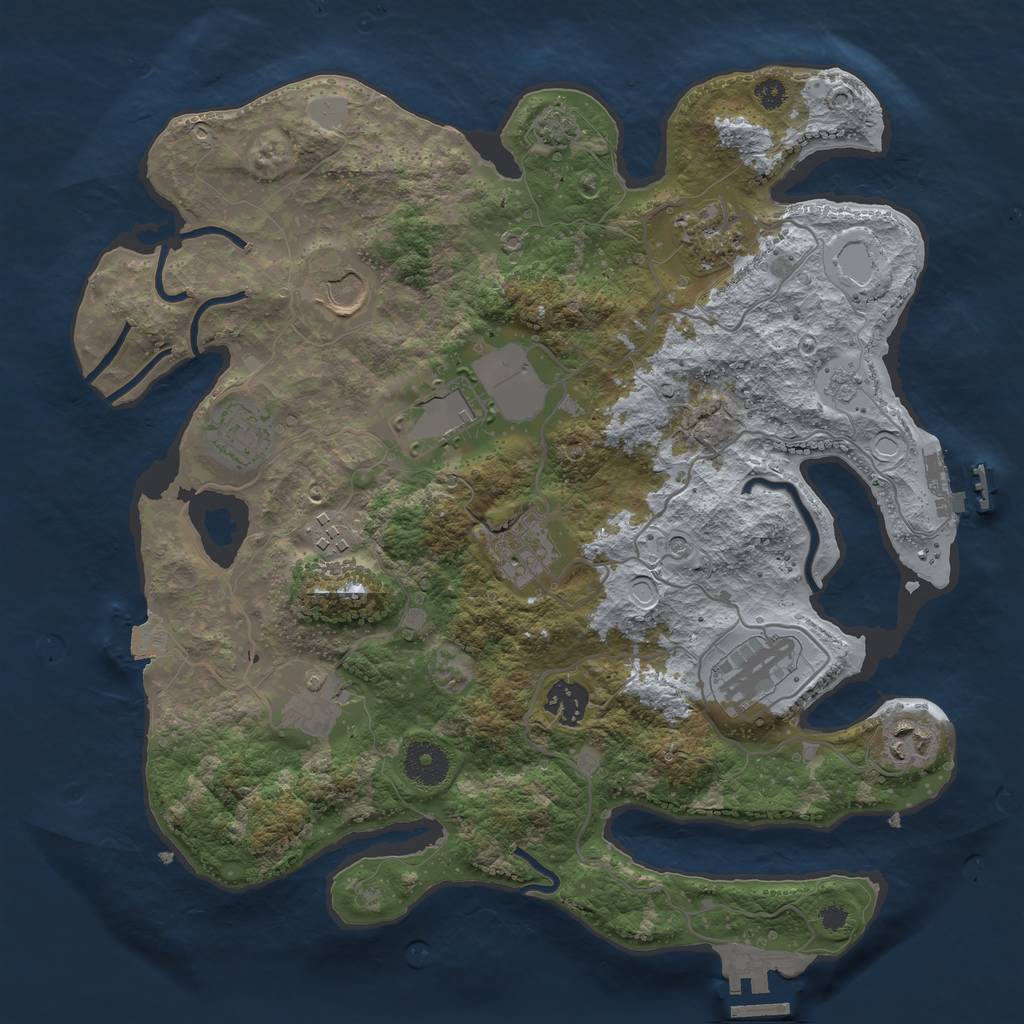 Rust Map: Procedural Map, Size: 3500, Seed: 1864296790, 18 Monuments