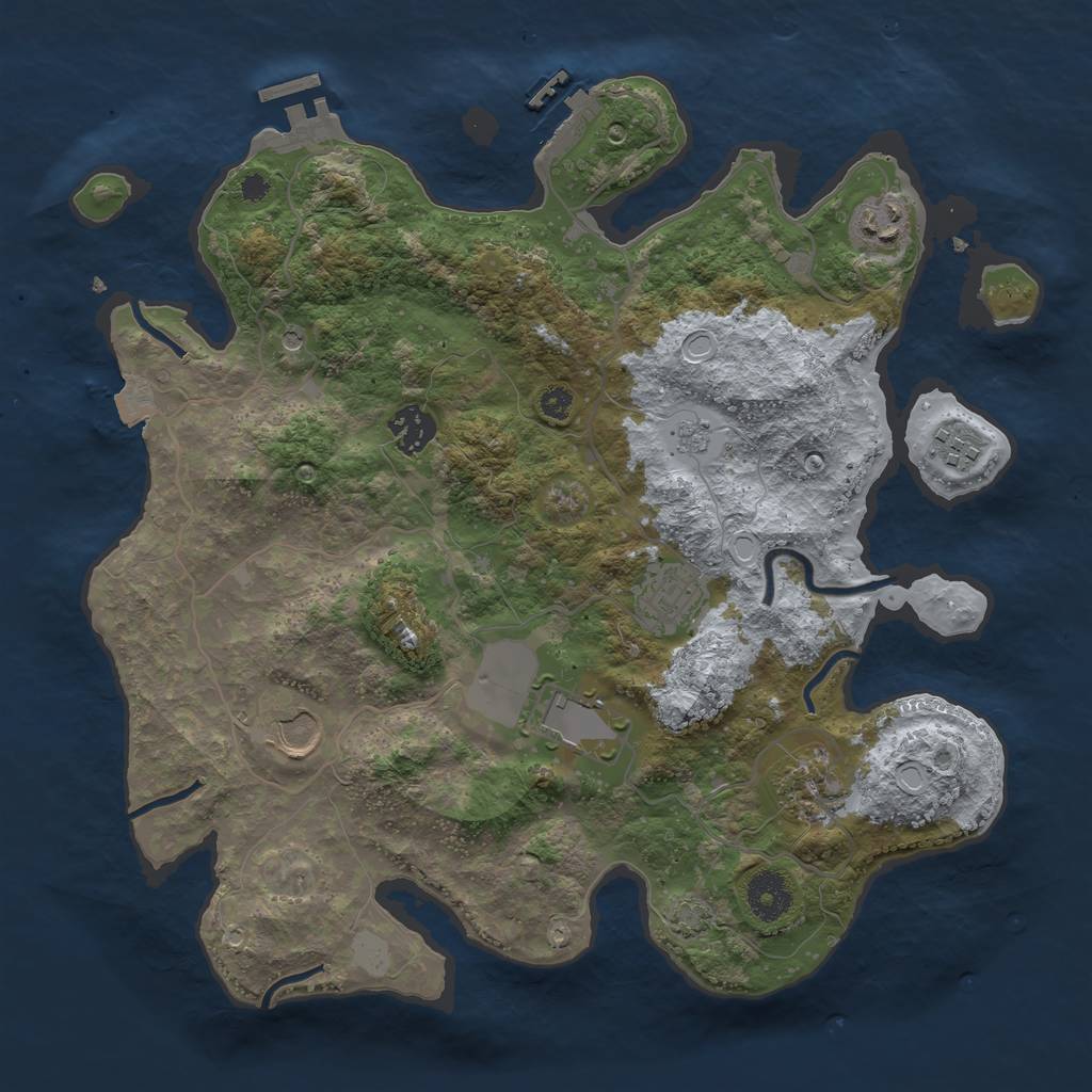 Rust Map: Procedural Map, Size: 3500, Seed: 875857335, 15 Monuments