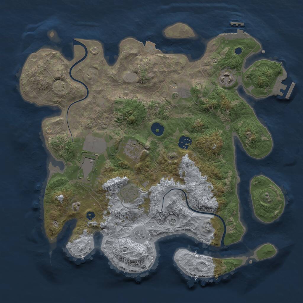 Rust Map: Procedural Map, Size: 3500, Seed: 1310075161, 12 Monuments