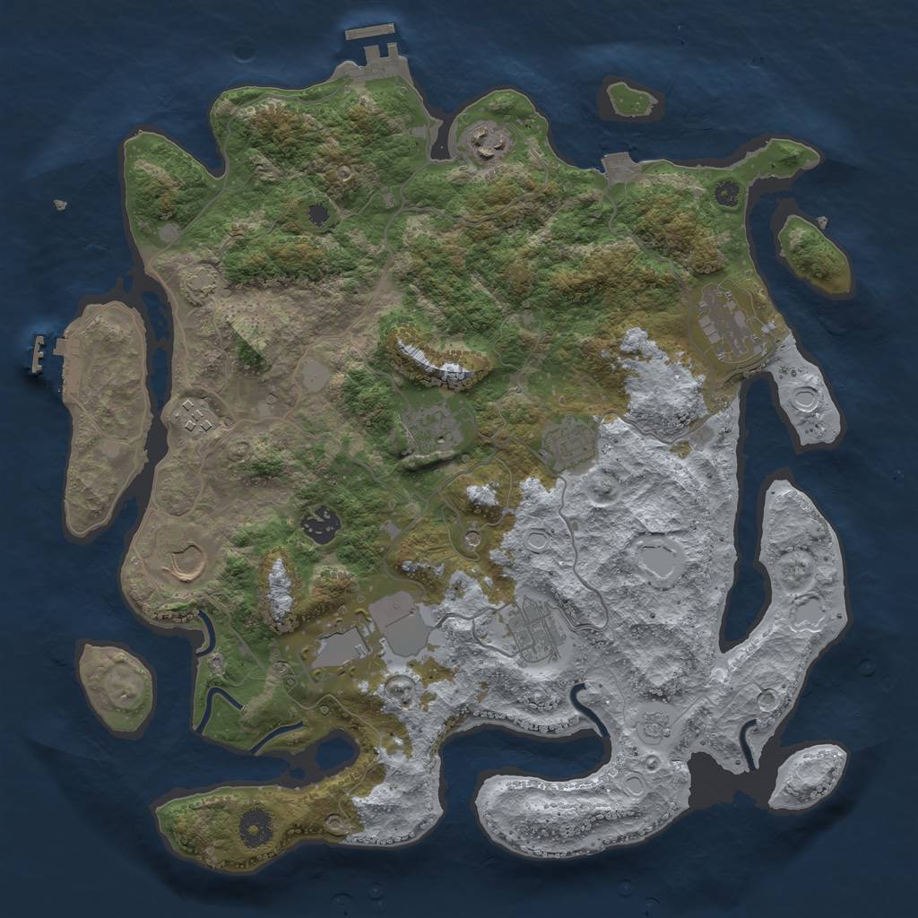 Rust Map: Procedural Map, Size: 3750, Seed: 209967555, 17 Monuments