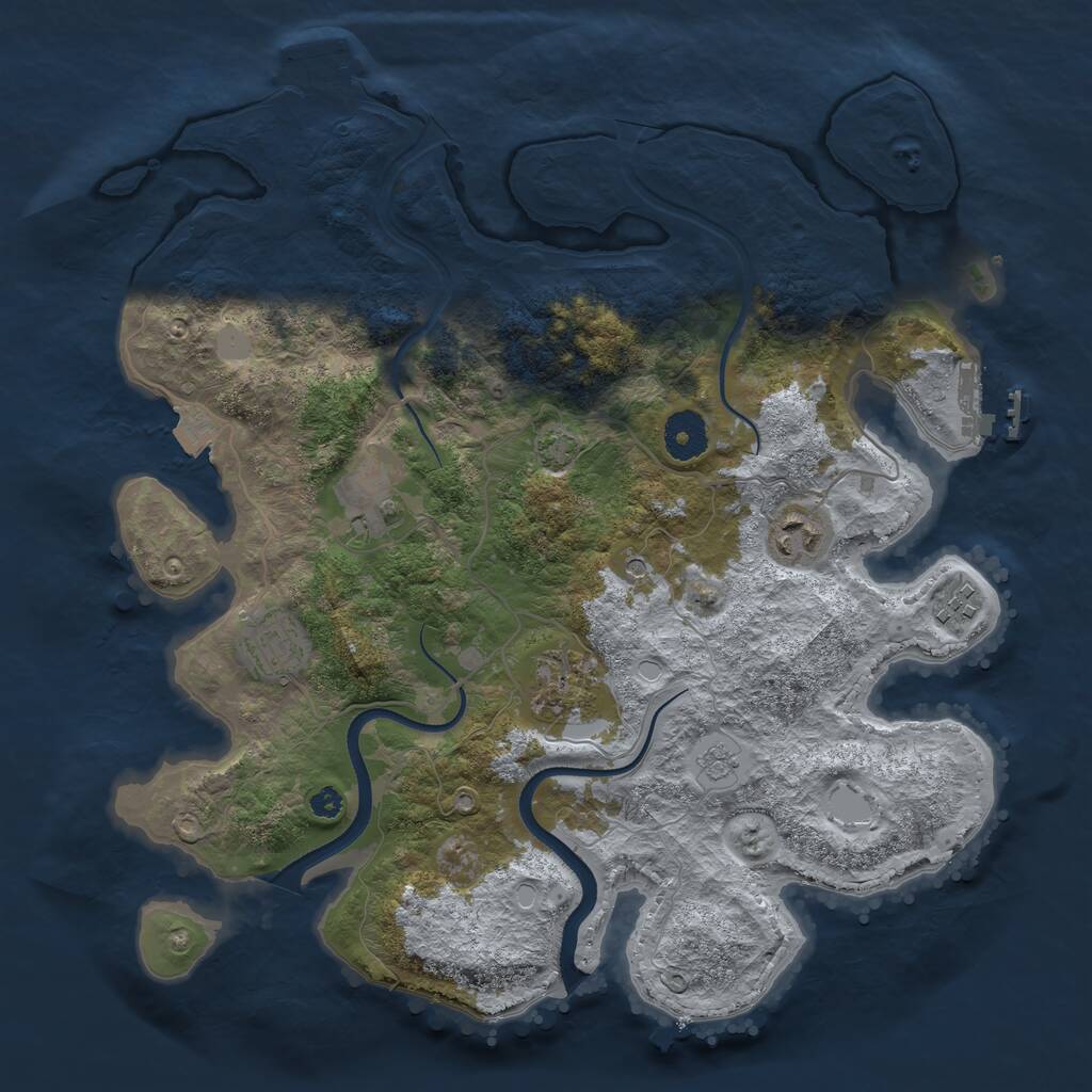 Rust Map: Procedural Map, Size: 3500, Seed: 1625606668, 11 Monuments