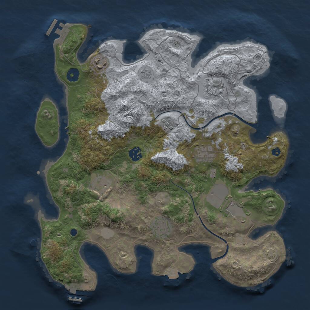 Rust Map: Procedural Map, Size: 3500, Seed: 1229968287, 14 Monuments