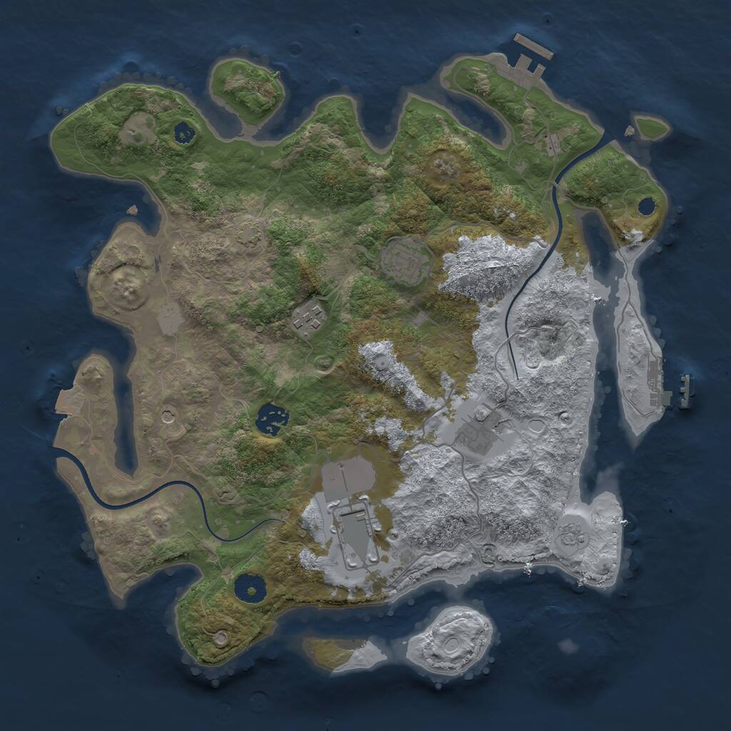 Rust Map: Procedural Map, Size: 3500, Seed: 227214279, 11 Monuments