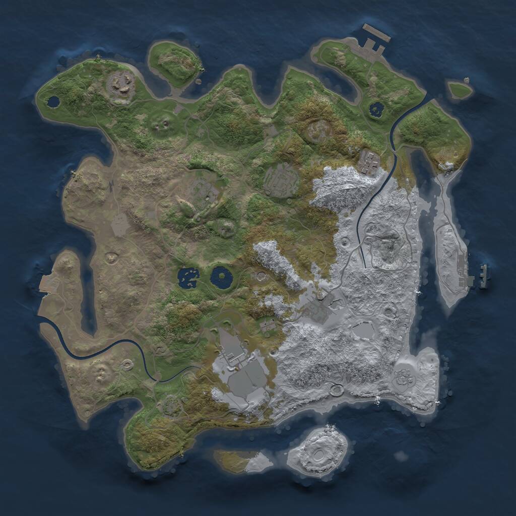 Rust Map: Procedural Map, Size: 3500, Seed: 227214279, 13 Monuments