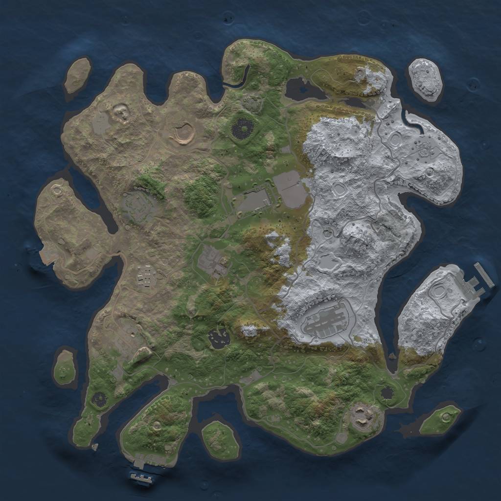 Rust Map: Procedural Map, Size: 3500, Seed: 231405445, 17 Monuments