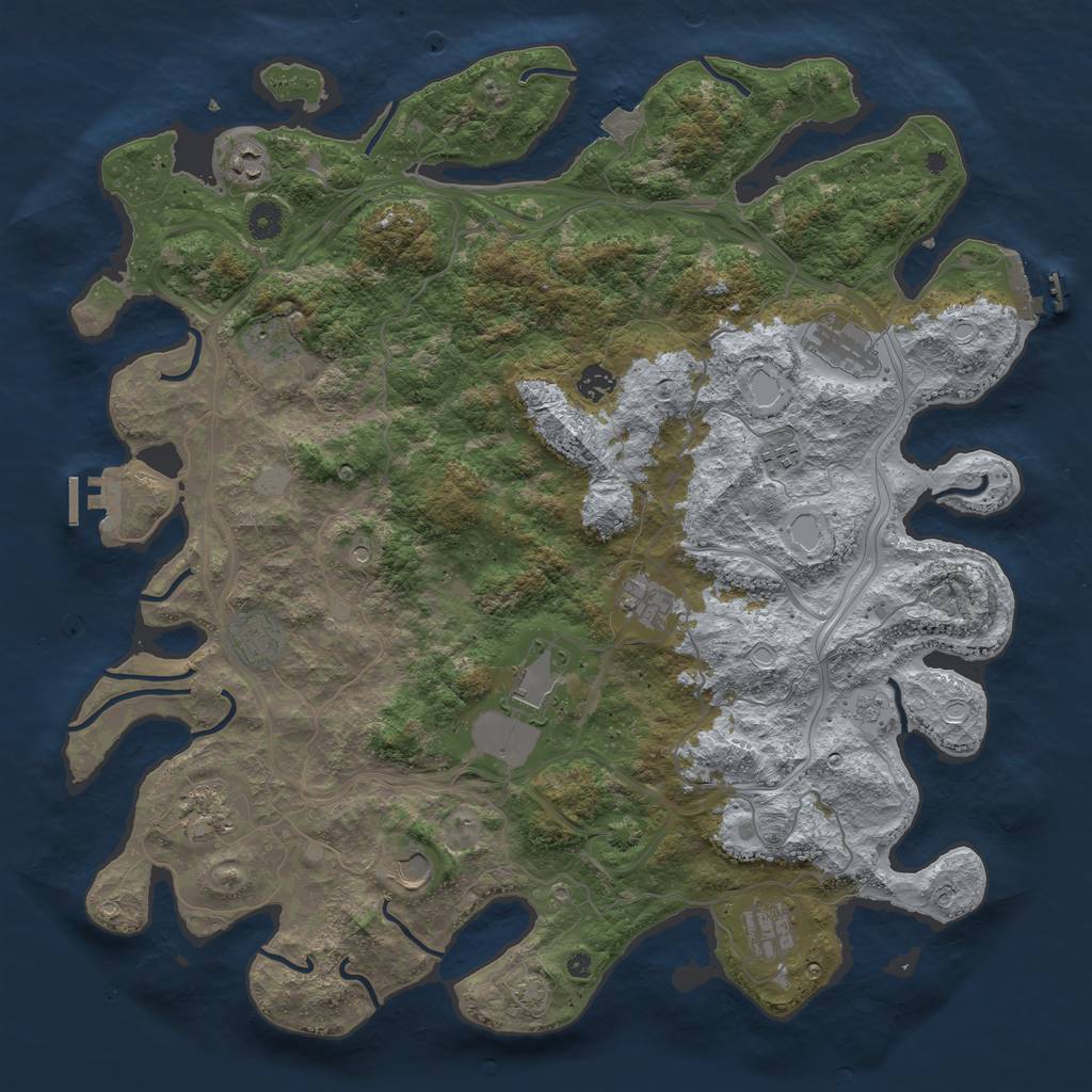 Rust Map: Procedural Map, Size: 4500, Seed: 3311122, 19 Monuments