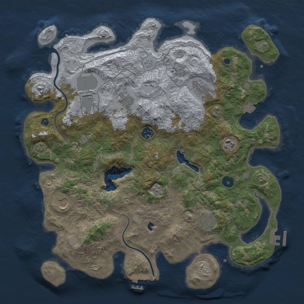 Rust Map: Procedural Map, Size: 4000, Seed: 990297, 14 Monuments