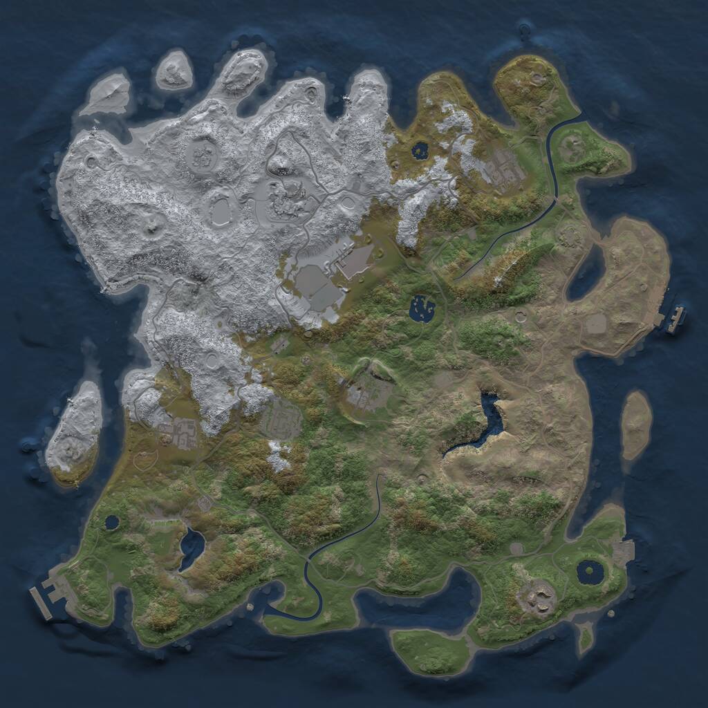 Rust Map: Procedural Map, Size: 4000, Seed: 612381, 14 Monuments