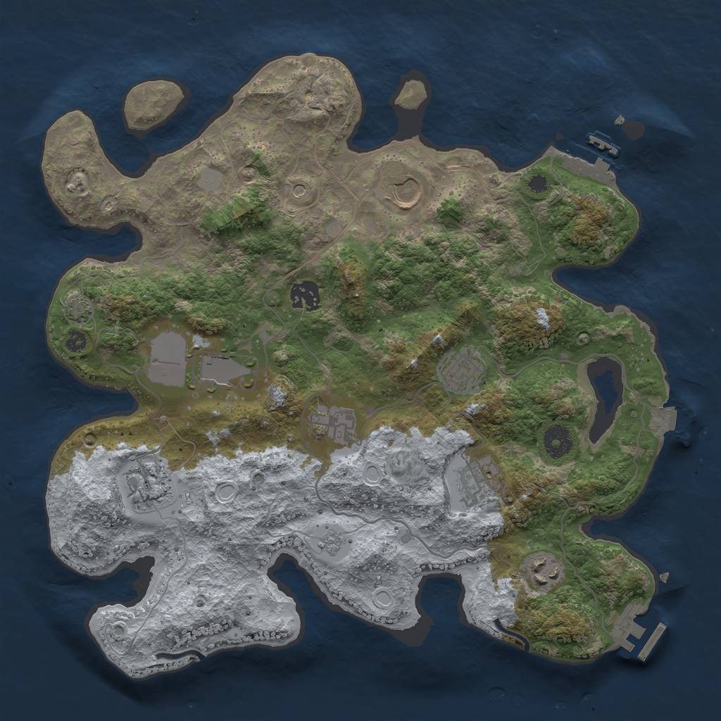 Rust Map: Procedural Map, Size: 3500, Seed: 302486545, 16 Monuments
