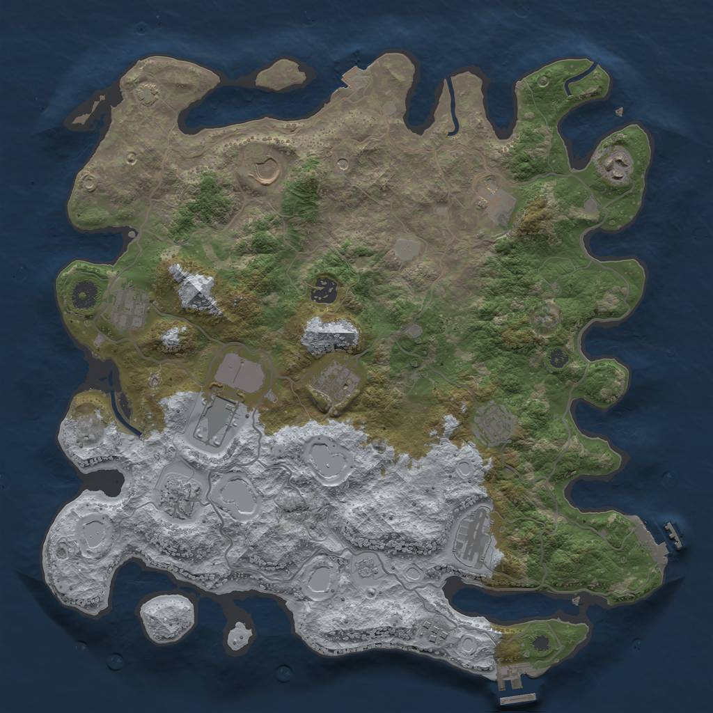 Rust Map: Procedural Map, Size: 4000, Seed: 947460050, 19 Monuments