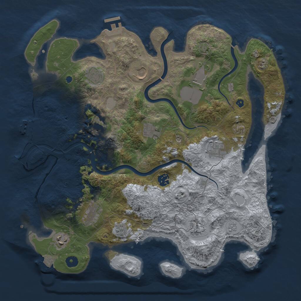 Rust Map: Procedural Map, Size: 3800, Seed: 1822006488, 17 Monuments