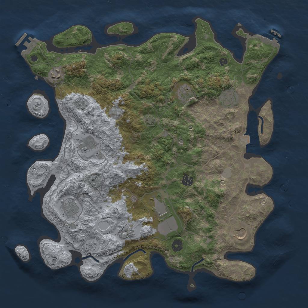 Rust Map: Procedural Map, Size: 4000, Seed: 1087635, 18 Monuments