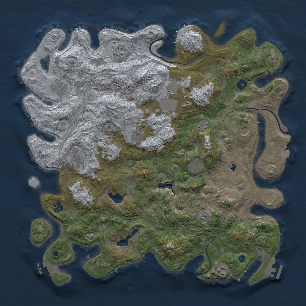 Rust Map: Procedural Map, Size: 4500, Seed: 772013935, 16 Monuments