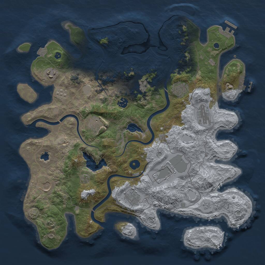 Rust Map: Procedural Map, Size: 4000, Seed: 354908451, 16 Monuments