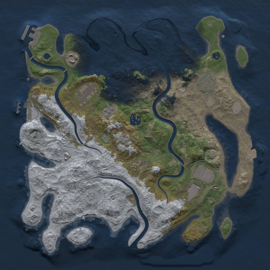 Rust Map: Procedural Map, Size: 3500, Seed: 54768670, 13 Monuments