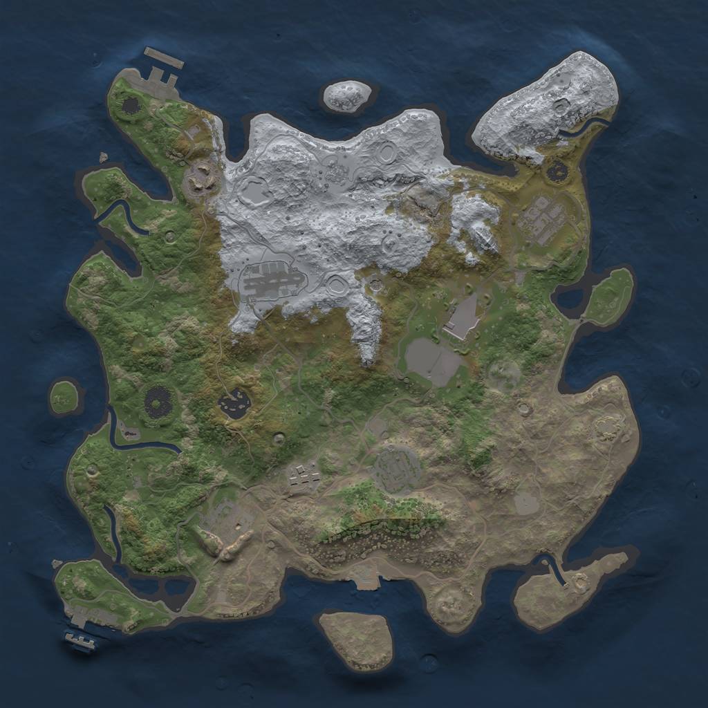 Rust Map: Procedural Map, Size: 3500, Seed: 703160958, 16 Monuments